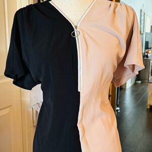 Black and Cream Two-Tone Dress